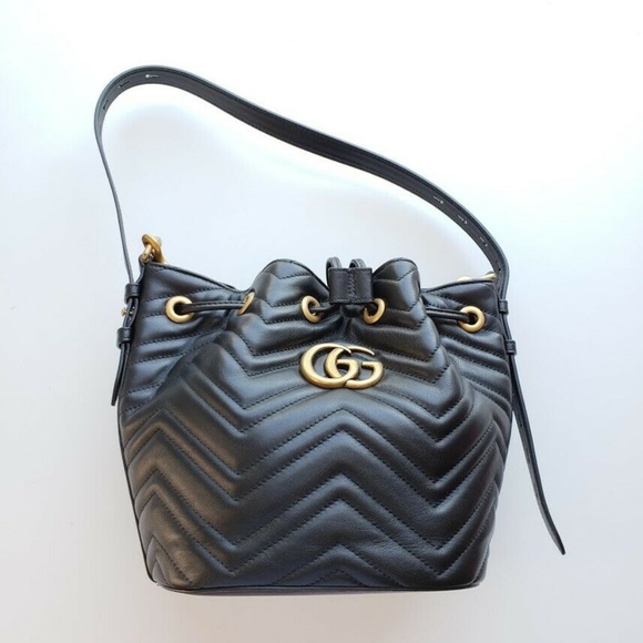 Gucci Marmont 2.0 Matelassé Bucket Bag - Black - Picture 6 of 8